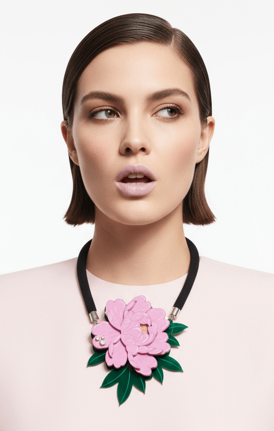 Collar Peonía Rosa